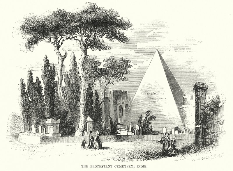O Cemitério Protestante, Roma (gravura) de English School