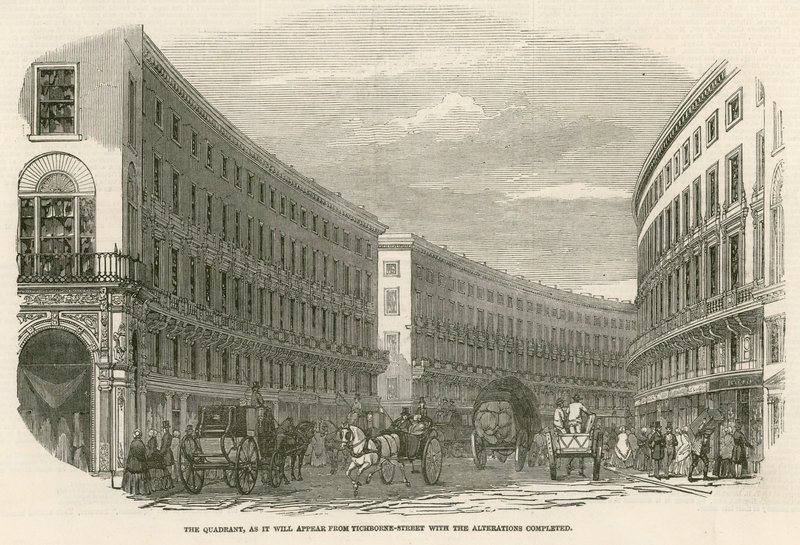 The Quadrant, Regent Street, Londres, como aparecerá na rua Tichborne com as alterações completadas de English School