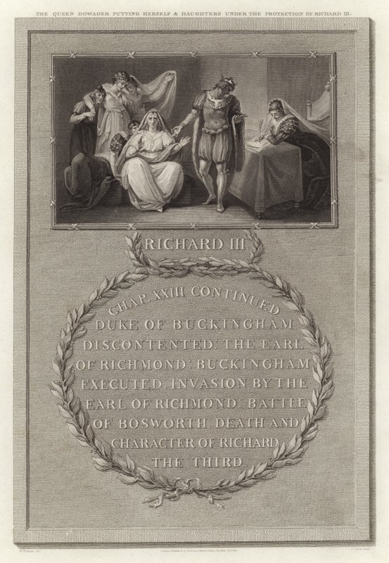 A rainha viúva colocando-se e filhas sob a proteção de Ricardo III de English School