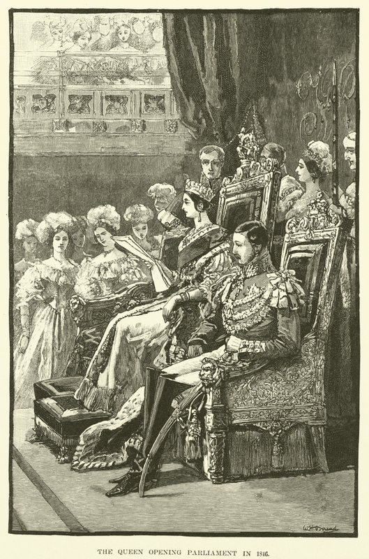 A Rainha Abrindo o Parlamento em 1846 (gravura) de English School