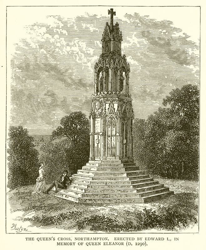 O Queens Cross, Northampton. Erguido por Edward I, em memória da rainha Eleanor (D. 1290) de English School