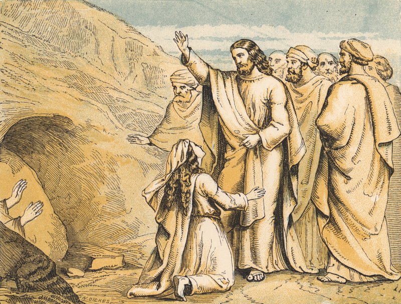 A Ascensão de Lázaro (gravura colorida) de English School