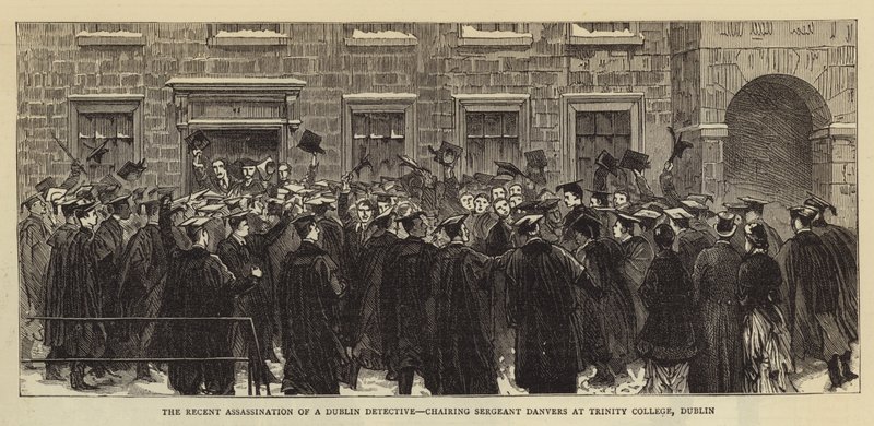 O recente assassinato de um detetive de Dublin, presidindo o sargento Danvers no Trinity College, Dublin de English School