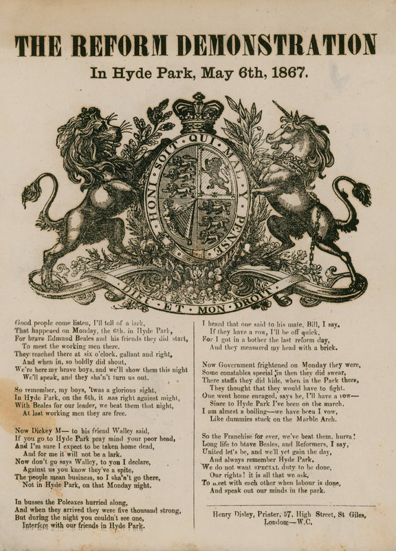 A demonstração da reforma em Hyde Park, 6 de maio de 1867 de English School