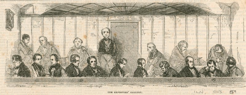 A Galeria de Repórteres na Câmara dos Comuns, Westminster, Londres de English School