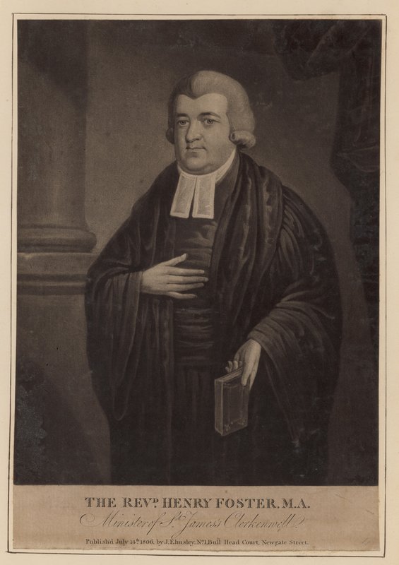 O Reverendo Henry Foster, Ministro de St Jamess, Clerkenwell de English School