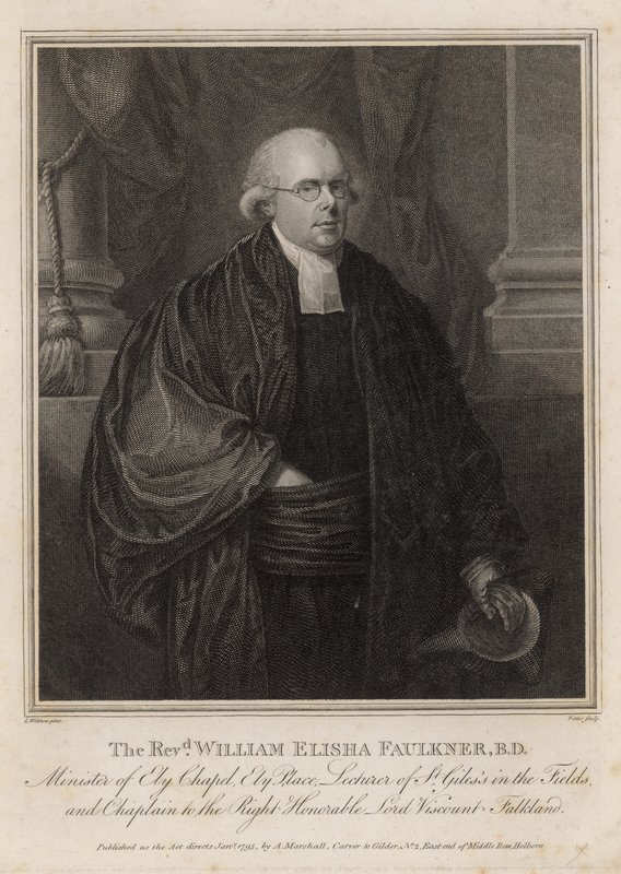O reverendo William Elisha Faulkner, ministro da capela de Ely, Ely Place, Londres de English School