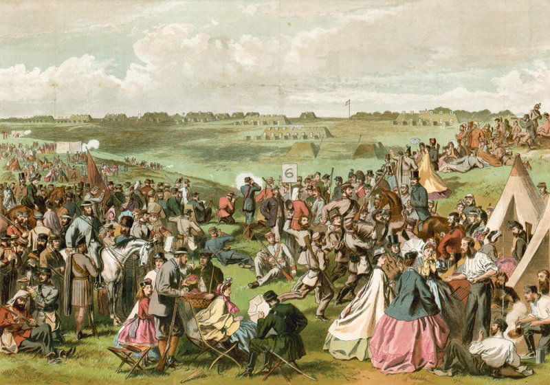 O Concurso de Rifles, Wimbledon, 1864 de English School