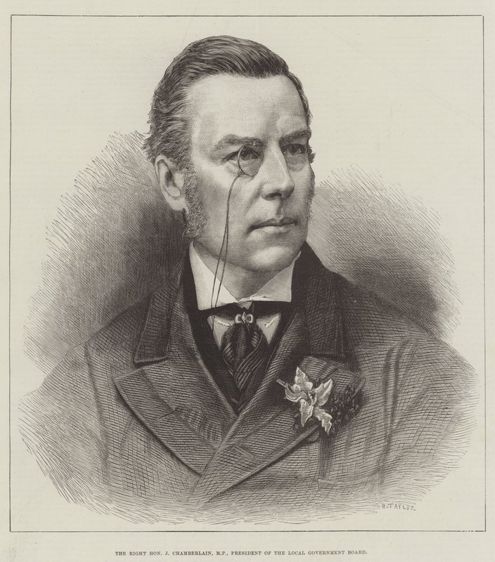 O Honorável J Chamberlain, Deputado, Presidente do Conselho do Governo Local (gravação) de English School