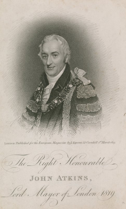 O honrado John Atkins, prefeito de Londres em 1819 de English School