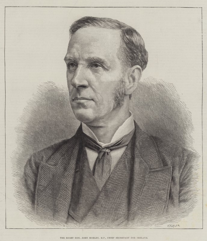 O Honorável John Morley, Deputado, Secretário Chefe para a Irlanda (gravura) de English School
