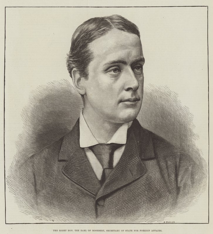 O Direito Honorável Conde de Rosebery, Secretário de Estado dos Negócios Estrangeiros (gravura) de English School