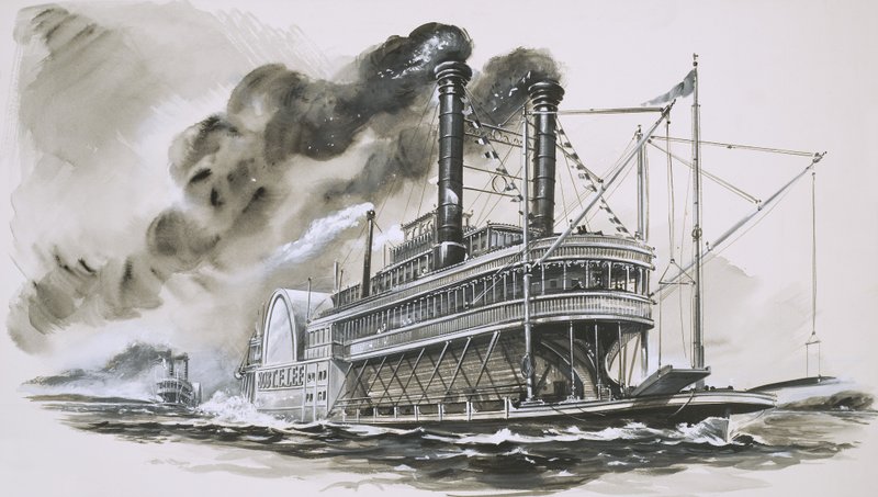 O Robert E Lee lidera o Natchez em sua famosa corrida até o rio Mississippi de English School