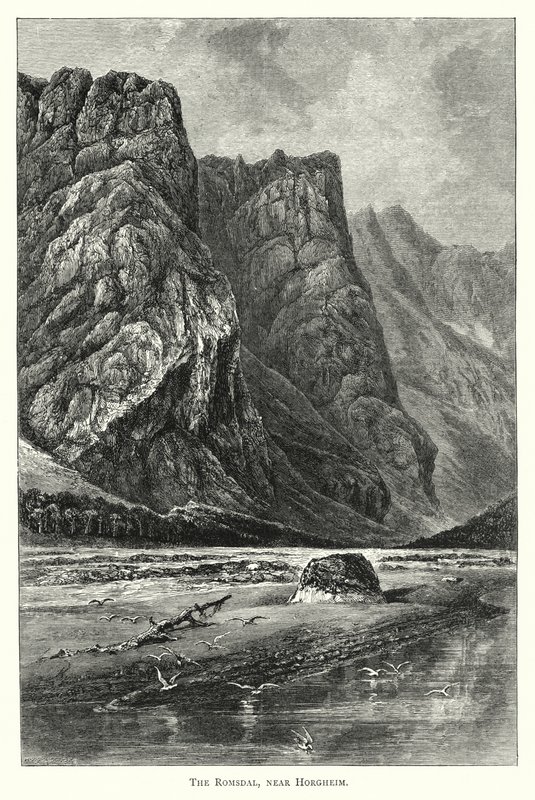 O Romsdal, perto de Horgheim (gravura) de English School