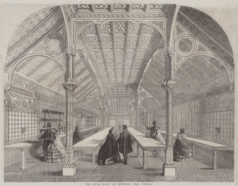 The Royal Dairy at Frogmore, perto de Windsor (gravura) de English School
