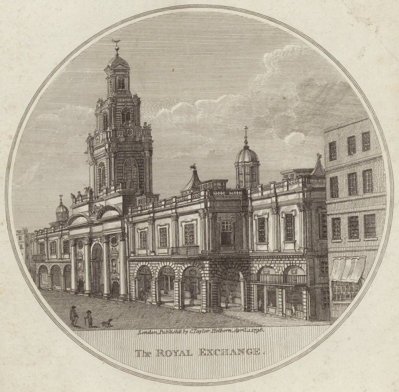 O Royal Exchange na cidade de Londres de English School
