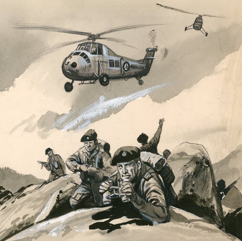 Os Royal Marine Commandos em um local problemático nos anos 60 de English School