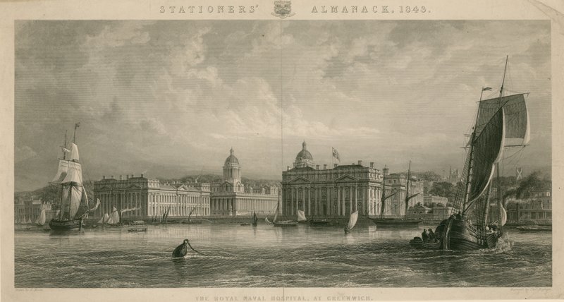 O Royal Naval Hospital em Greenwich, Londres de English School