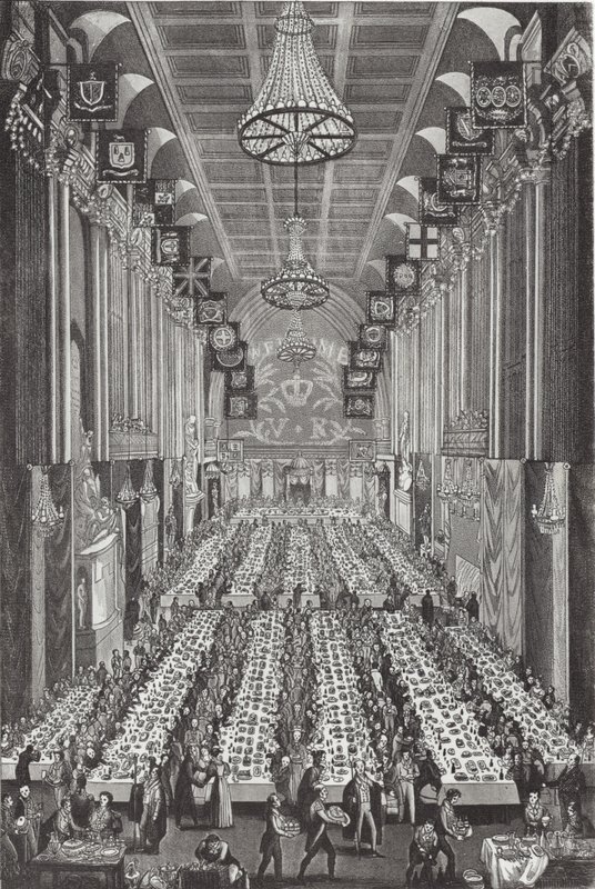 O banquete real em Guildhall em 9 de novembro de 1837 de English School
