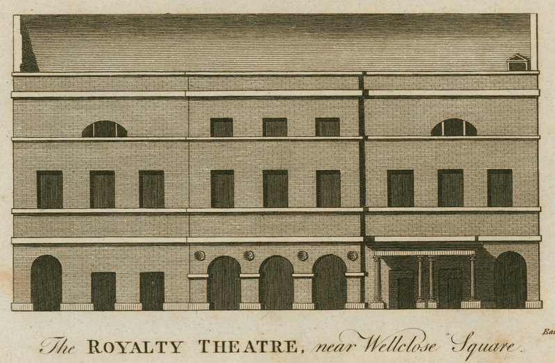 O realejo teatro, Well Street, Wellclose Square, Londres de English School