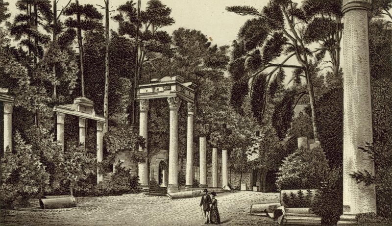 As Ruínas, Virginia Water (litografia) de English School