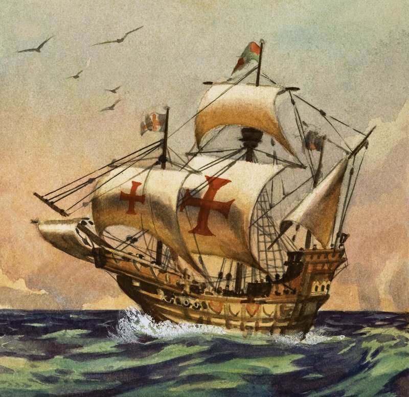 A Santa Maria que, em 1492, levou Colombo ao Novo Mundo de English School