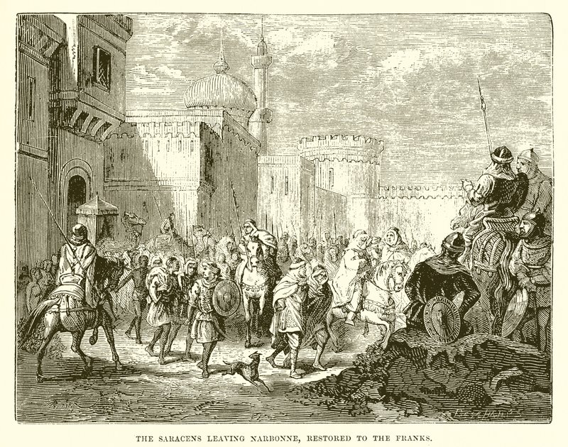 Os sarracenos saindo de Narbonne, restaurados aos francos de English School