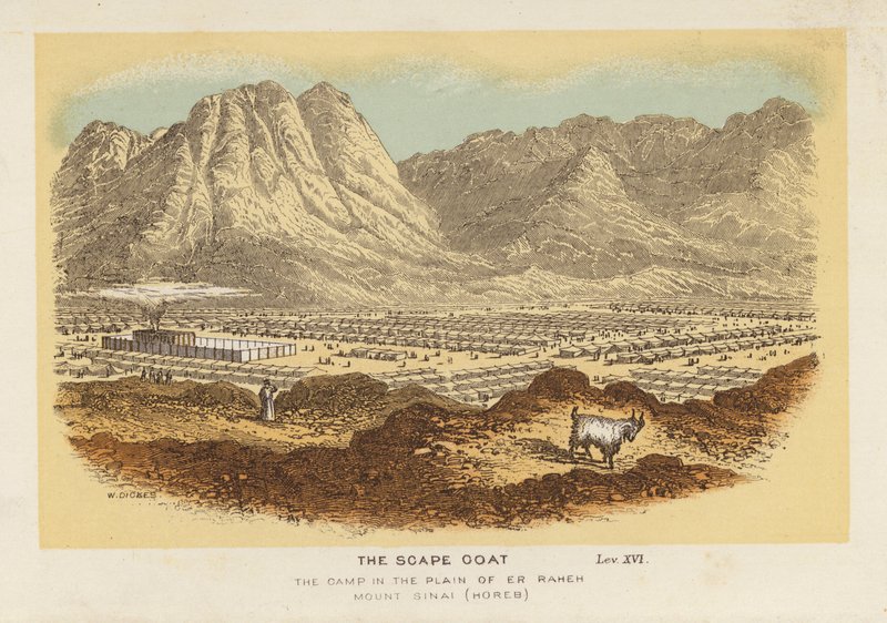 O bode expiatório, o acampamento na planície de Er-Raheh Monte Sinai, Horeb de English School