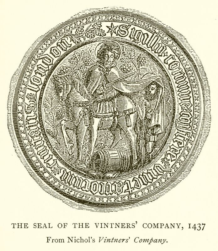 O selo da empresa Vintners, 1437 de English School