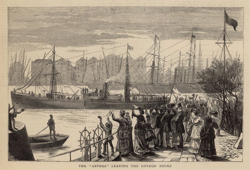 A busca pelo Dr. Livingstone; Os Abidos saindo das docas de Londres de English School