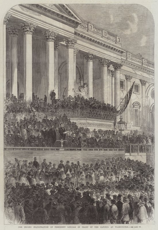 A Segunda Inauguração do Presidente Lincoln em frente ao Capitólio em Washington (gravura) de English School