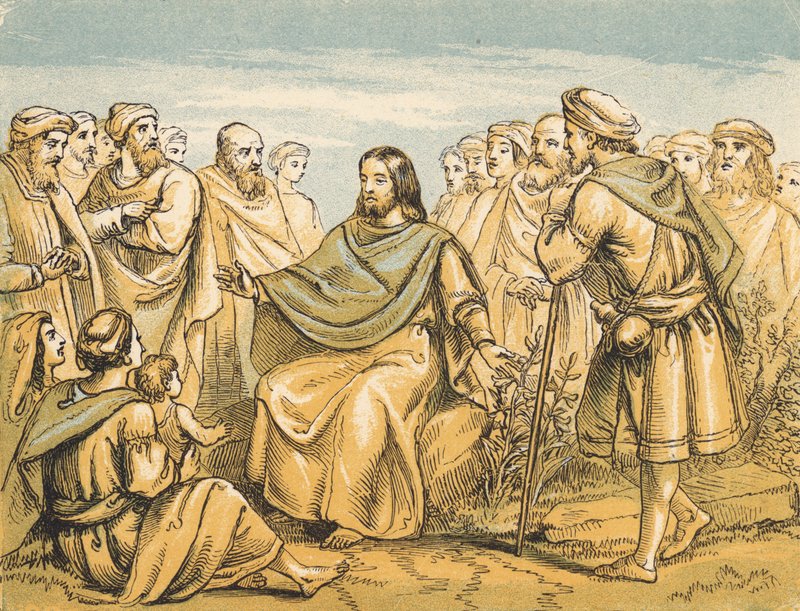 O Sermão da Montanha (gravura colorida) de English School