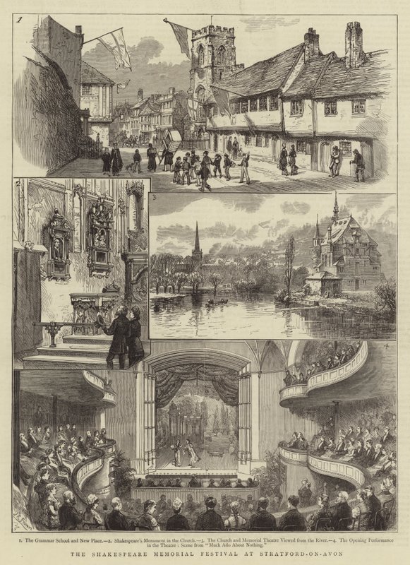 O Festival Memorial de Shakespeare em Stratford-on-Avon (gravura) de English School
