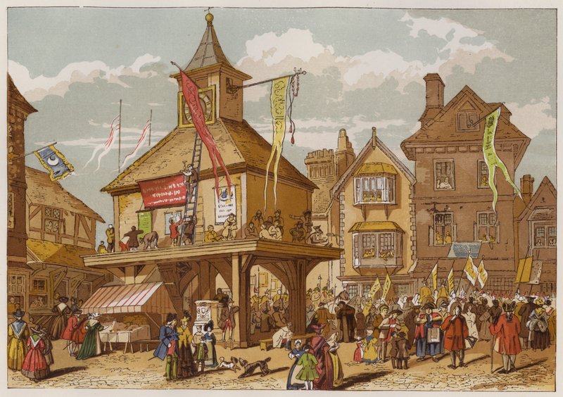 O Jubileu Shakspere em Stratford-upon-Avon (cor litho) de English School