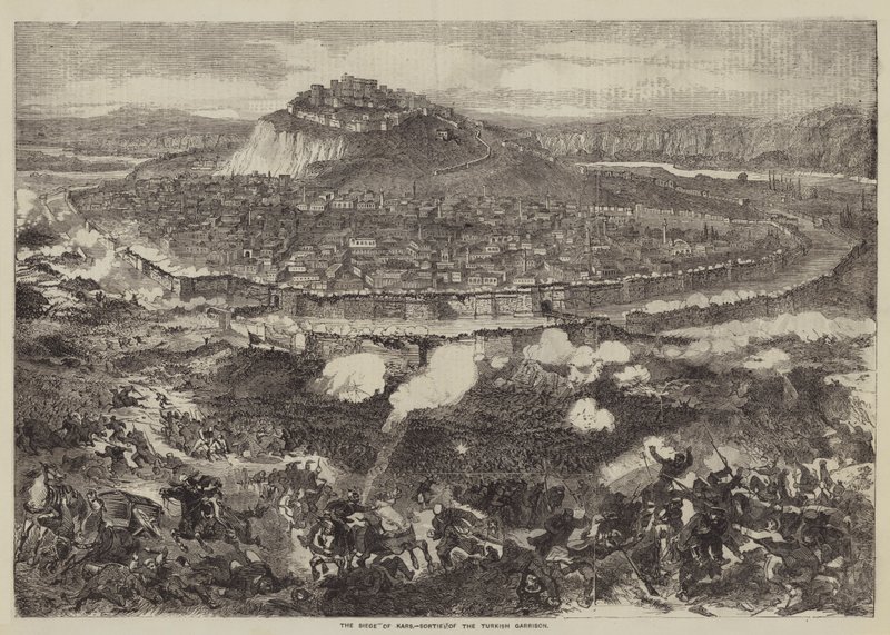 O Cerco de Kars, Sortie of the Turkish Garrison (gravura) de English School