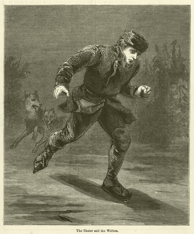 O Patinador e os Lobos (gravura) de English School