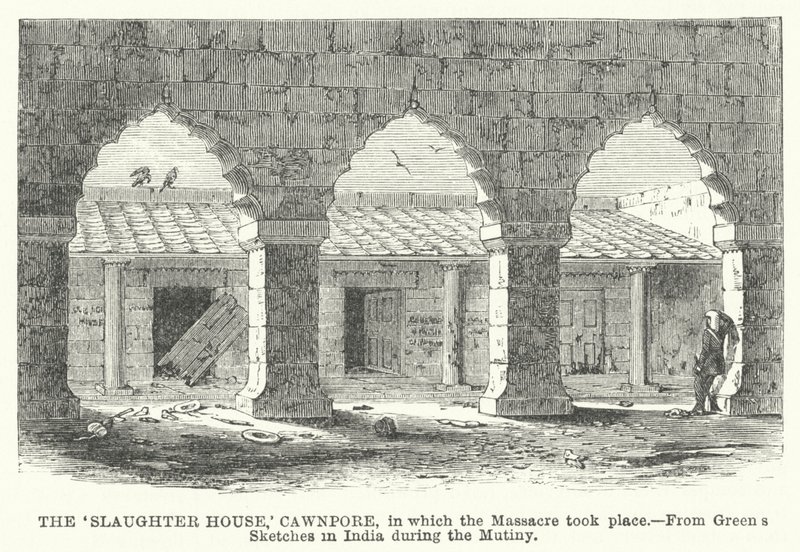 O "Slaughter House", Cawnpore, no qual o Massacre ocorreu de English School