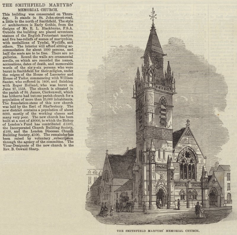 A Igreja Memorial dos Mártires de Smithfield (gravura) de English School