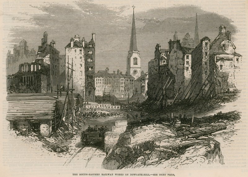A estrada de ferro do sudeste trabalha em Dowgate Hill, Londres de English School