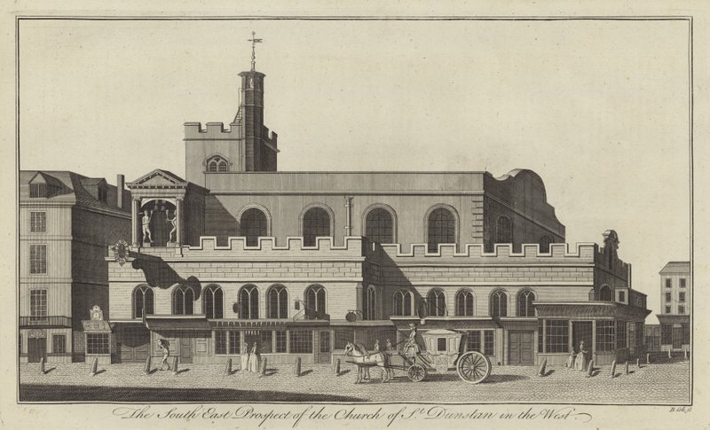 A perspectiva do sudeste da igreja de St Dunstan no oeste, Londres de English School