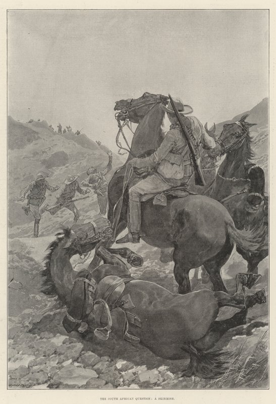 A questão sul-africana, uma escaramuça (litho) de English School