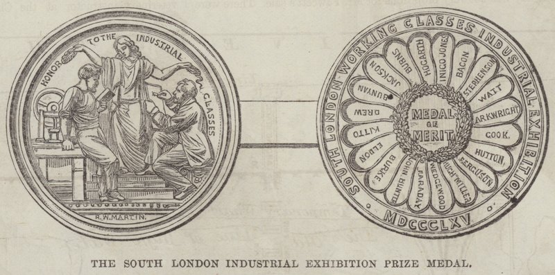 Medalha do Prémio da Exposição Industrial do Sul de Londres (gravura) de English School