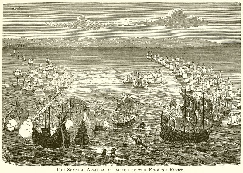 A armada espanhola atacada pela frota inglesa de English School