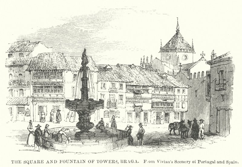 A Praça e a Fonte das Torres, Braga (gravura) de English School