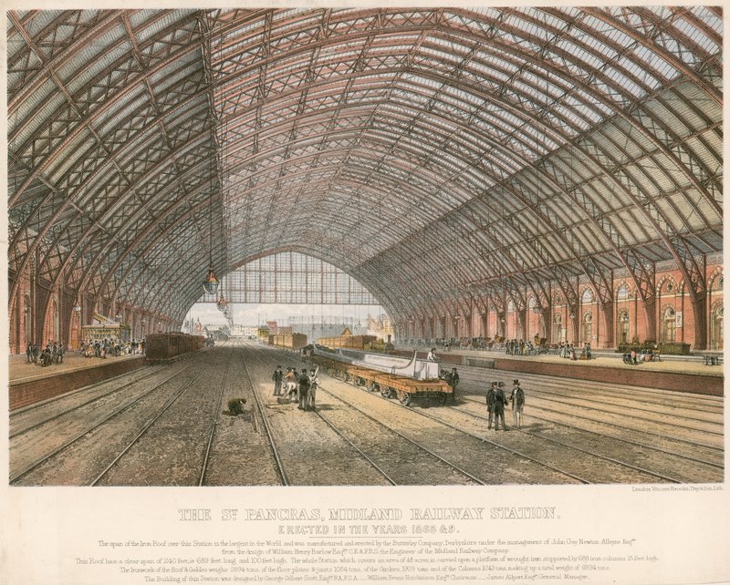 O St Pancras, Estação Ferroviária de Midland, Londres, erguido nos anos 1866-69 de English School