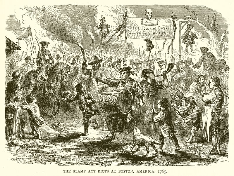 A Lei do Selo Revolve em Boston, América, 1765 de English School