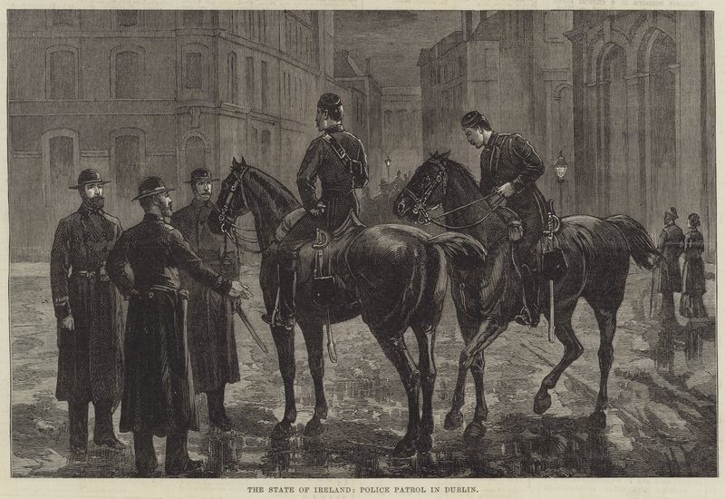 The State of Ireland, Police Patrol in Dublin (gravura) de English School