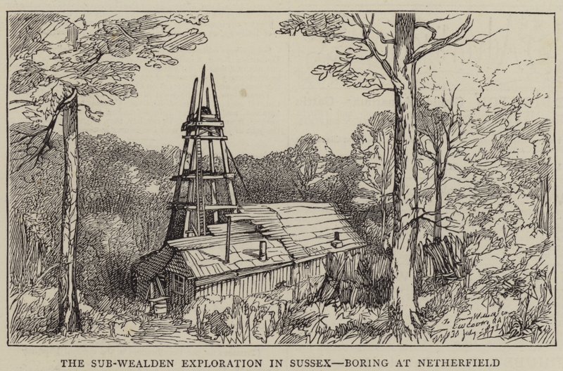 The Sub-Wealden Exploration in Sussex, Boring at Netherfield (gravura) de English School