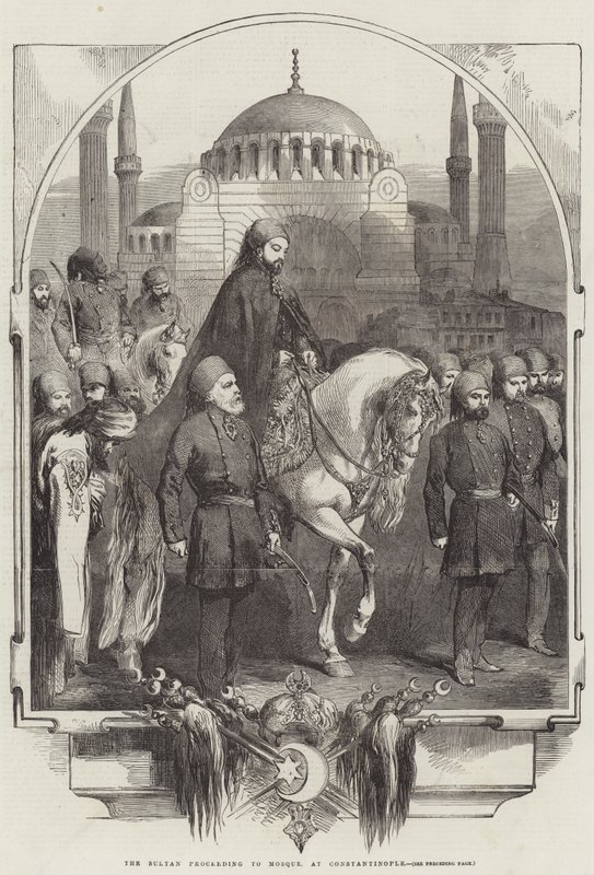 O Sultão prossegue para a Mesquita, em Constantinopla (gravura) de English School