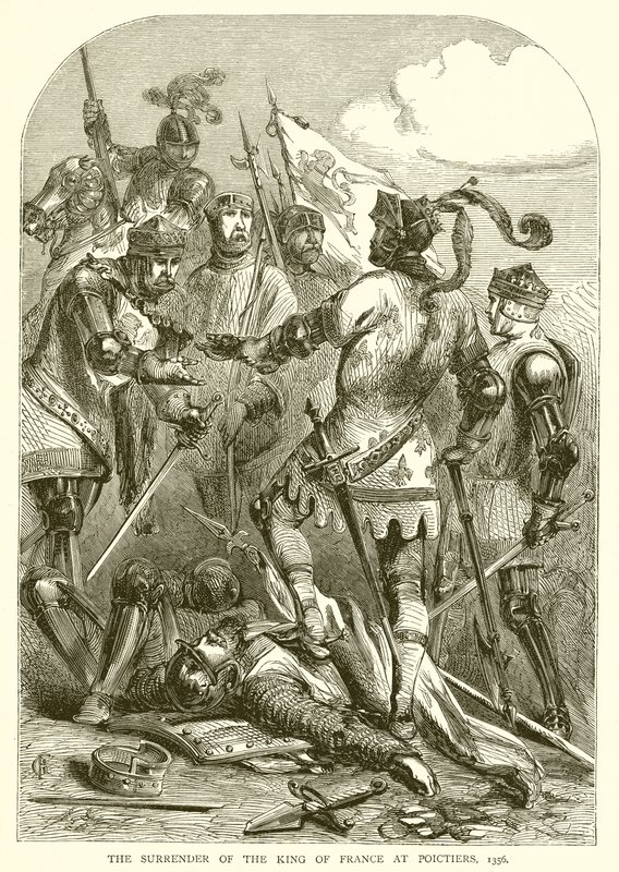 A rendição do rei da França em Poictiers, 1356 de English School